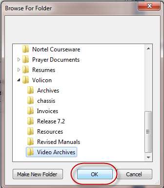 Figure: Choosing Your Archive Folder